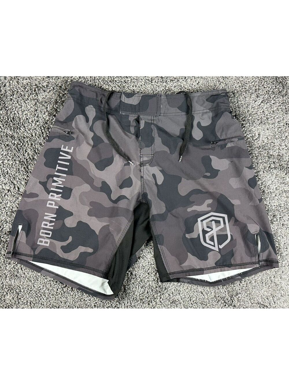 Born Primitive Board Shorts Mens 32 M Black Camo CrossFit Training Gym Shorts